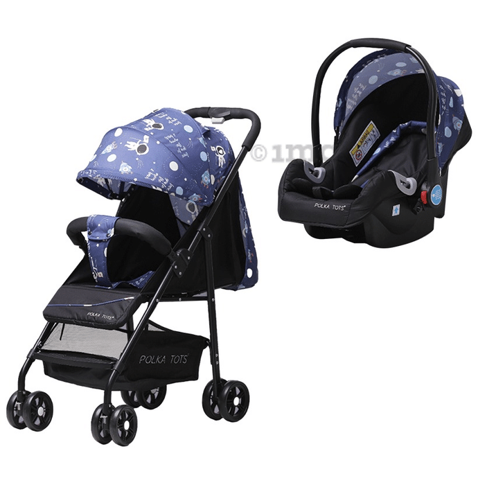 Polka Tots Combo Pack of Click Clack Travel System Space Printed Stroller & Car Seat