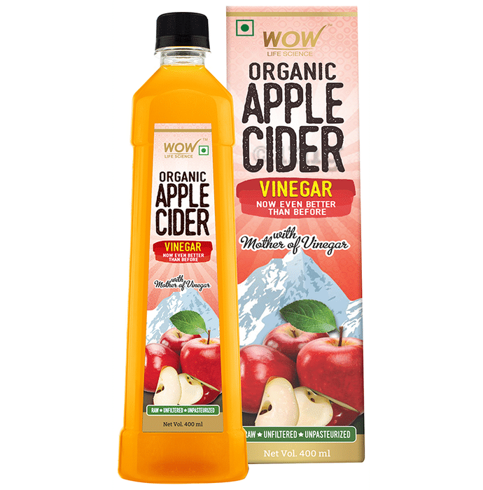 WOW Life Science Organic Apple Cider Vinegar ACV with The Mother | Raw, Unfiltered & Unpasteurized