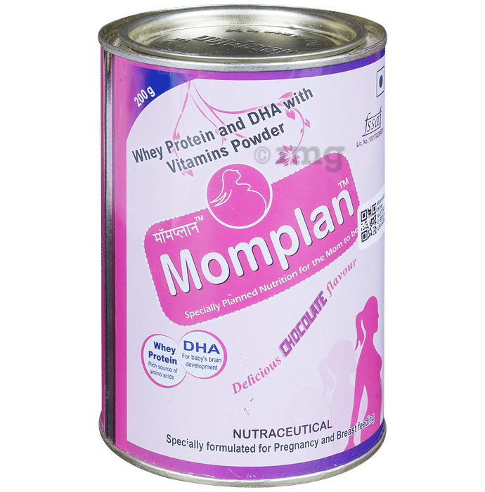 Momplan Whey Protein with DHA & Vitamins | Flavour Chocolate Powder