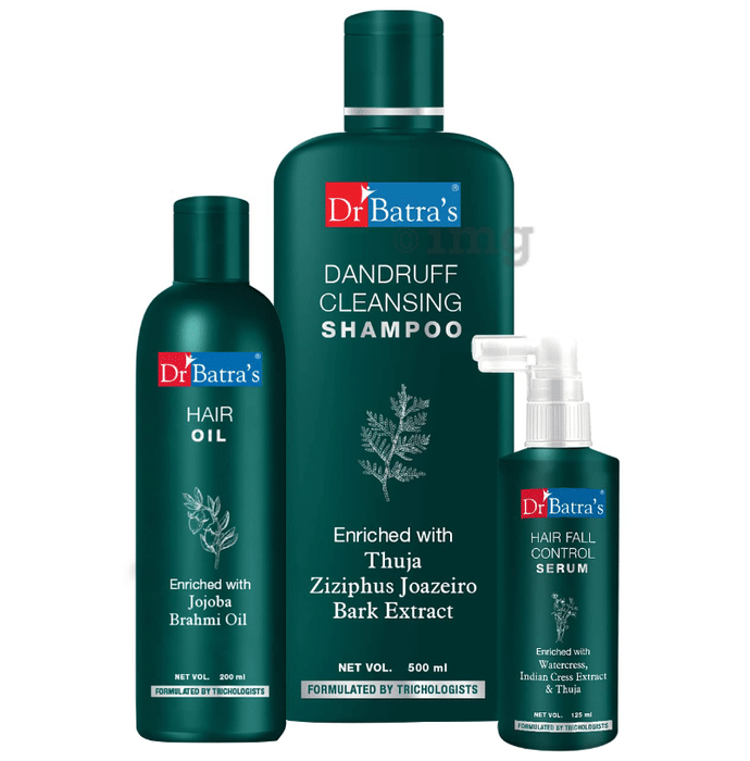 Dr Batra's Combo Pack of Hair Fall Control Serum 125ml, Hair Oil 200ml and Dandruff Cleansing Shampoo 500ml