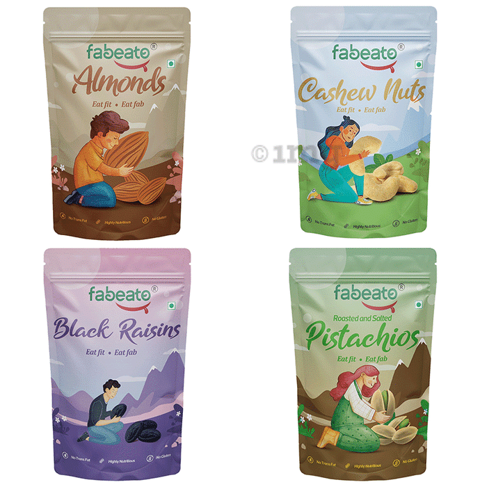 Fabeato Combo Pack of Almond, Pista, Raisin & Cashew (200gm Each)