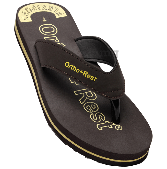 Ortho + Rest Men Slipper Orthopedic Super Soft, Lightweight and Comfortable Flip Flops for Home Daily Use Brown 11