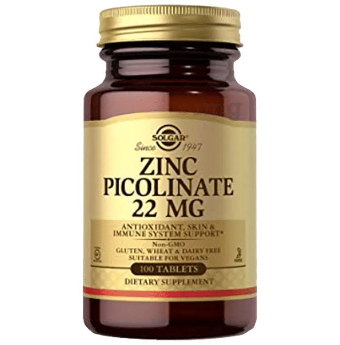 Solgar Zinc Picolinate 22mg with Antioxidants | For Skin & Immune Support | Tablet