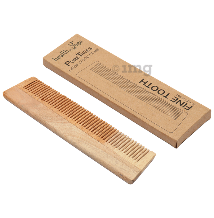 HealthAndYoga  PureTress Neem Wood Tooth Comb Fine