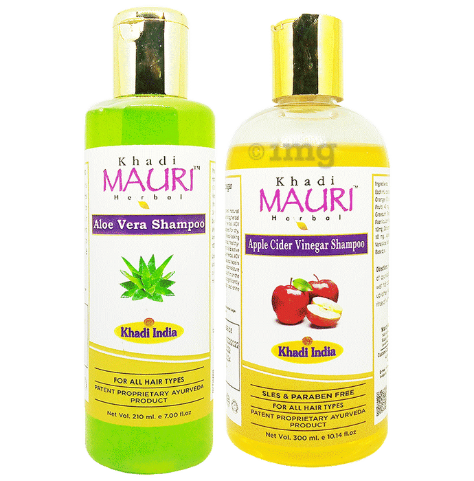 Khadi Mauri Herbal Combo Pack of Aloe Vera (210ml Each)& Apple Cidar Vinegar Shampoo (300ml Each)
