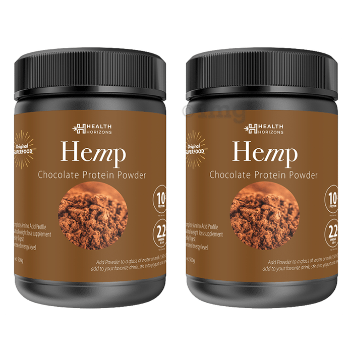 Health Horizons Hemp Protein Powder (500gm Each) for Lean Muscles Chocolate