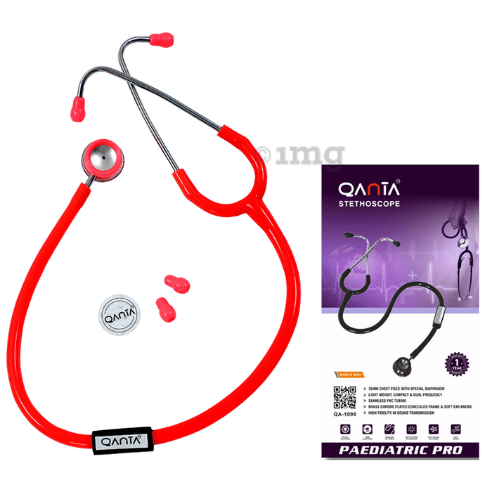 Qanta QA-1090 Paediatric Pro AL Pediatric Stethoscope With Aluminium Anodized Chest Piece Pink