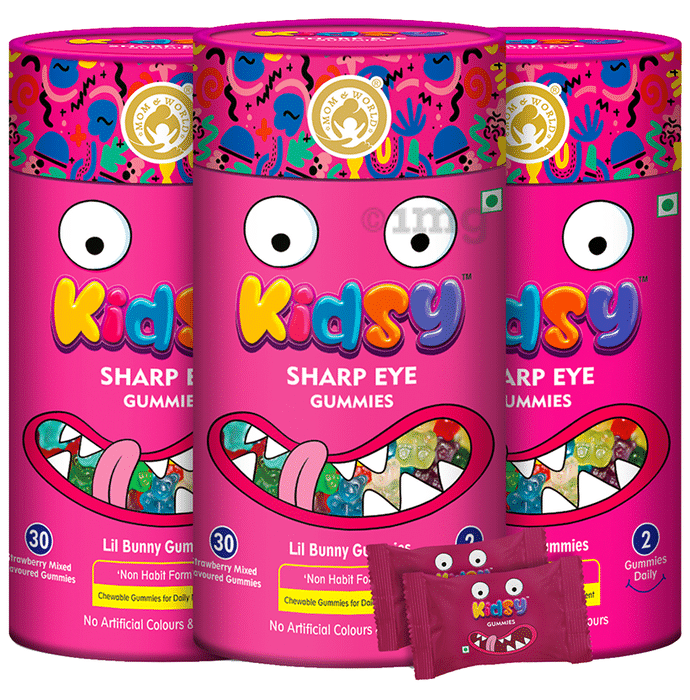 Mom & World Kidsy Sharp Eye Gummies (30 Each) Strawberry Mixed Flavoured