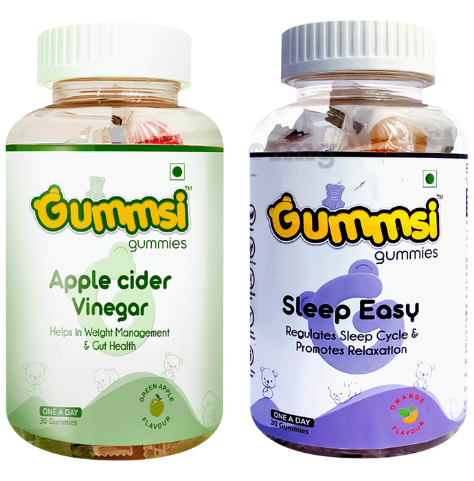 Gummsi Combo Pack of Apple Cider Vinegar Green Apple & Sleep Easy Orange Gummies (30 Each)