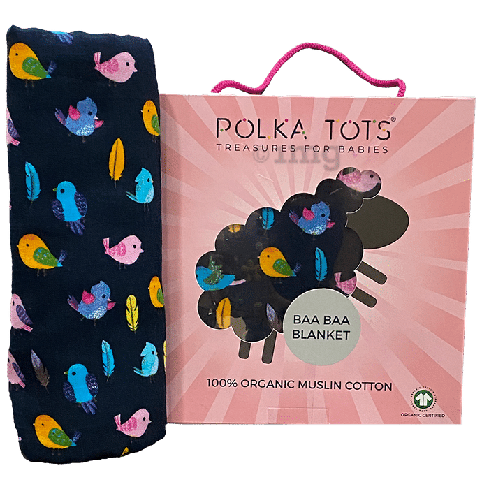 Polka Tots Super Soft Organic Muslin Cotton Two Layer Blanket Bird-Black