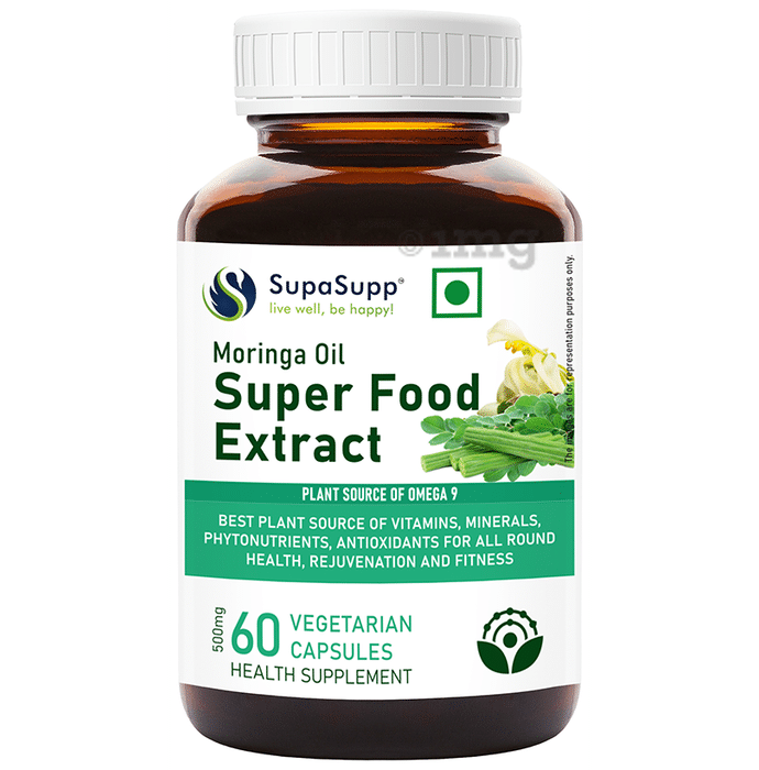 Sri Sri Tattva SupaSupp Moringa Oil Vegetarian Capsule Super Food Extract, for Rejuvenation Fitness,