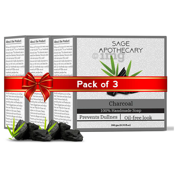 Sage Apothecary Combo Pack of 100% Hand Made Soap (100gm Each) Charcoal