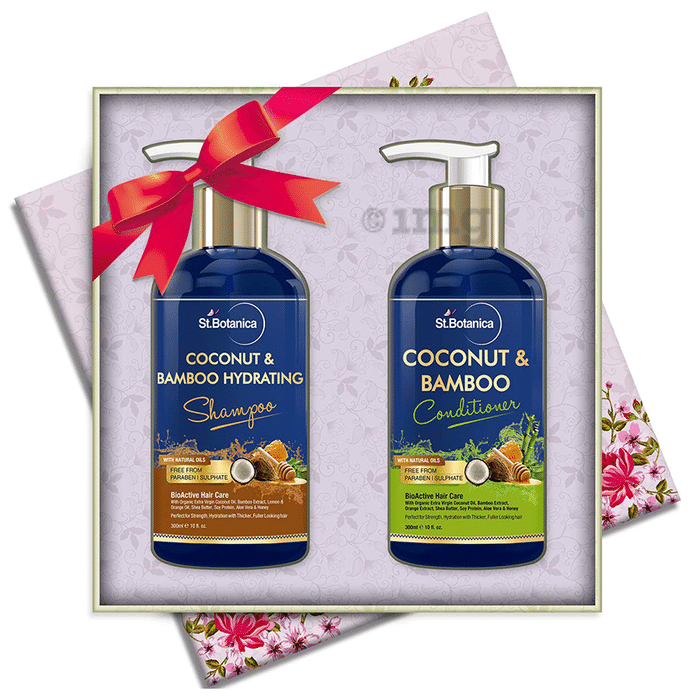St.Botanica Combo Pack of Coconut & Bamboo Hydrating Shampoo+Coconut & Bamboo Conditioner (300ml Each)