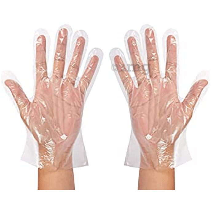 Fine Morning Pharma Transparent Disposable Plastic Hand Gloves Free Size