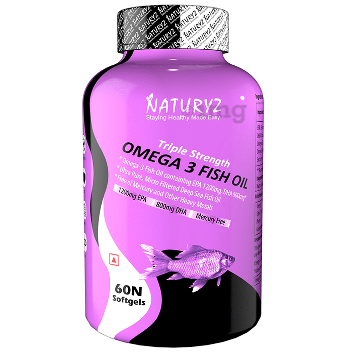 Naturyz Triple Strength Omega 3 Fish Oil Omega 3 6 9 EPA 1200mg DHA 800mg Softgel
