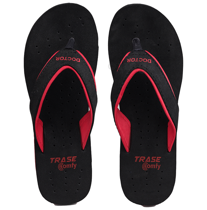 Trase Doctor Ortho Slippers for Women & Girls Light weight, Soft Footbed with Flip Flops 7 UK Red and Black