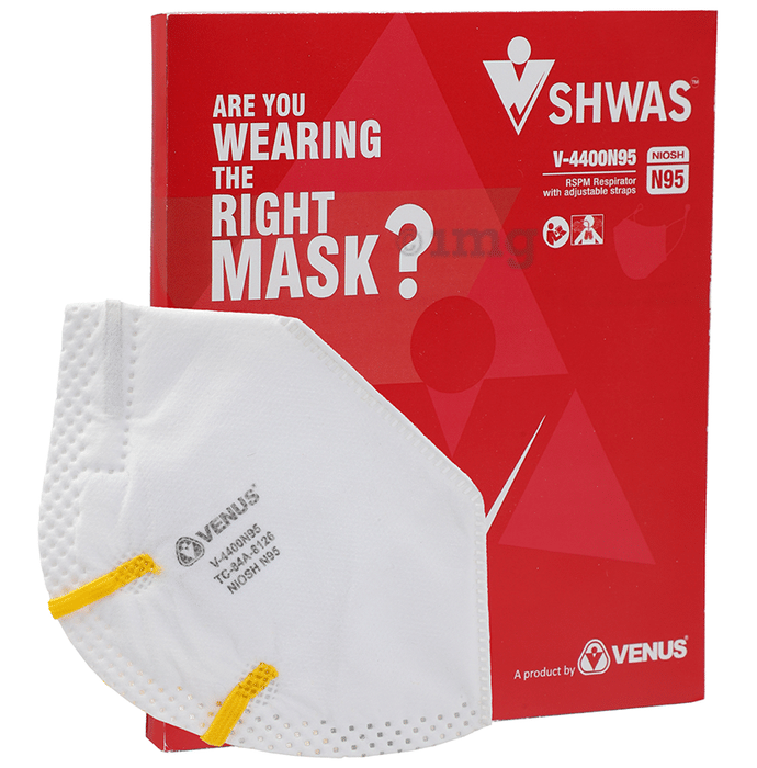 Venus V-Shwas V-4400 N95 Fold Flat Face Mask White Large