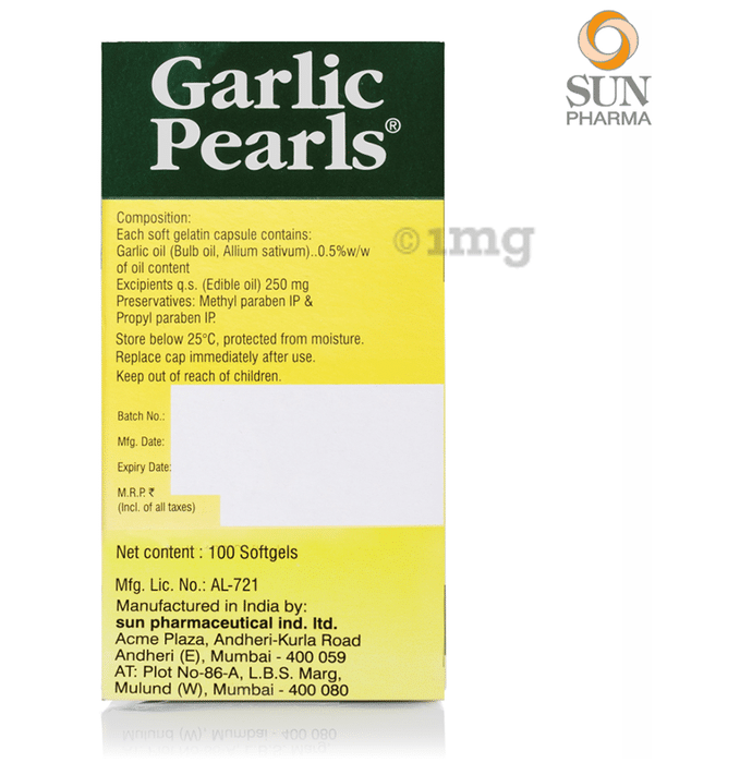 Garlic Pearls Capsule Buy bottle of 100.0 soft gelatin capsules