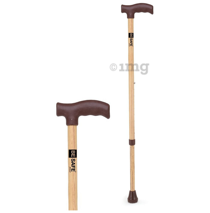 Be Safe Forever Adult Walking Cane Support Stick Height Adjustable Wooden Steel