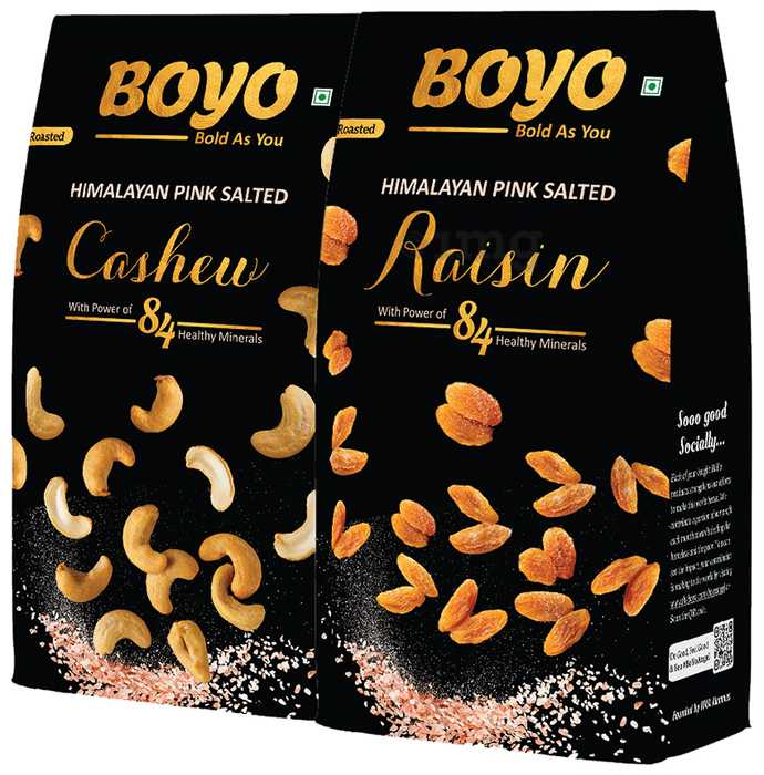 Boyo Combo Pack of Himalayan Pink Salted Cashew (200gm) & Himalayan Pink Salted Raisin (250gm)