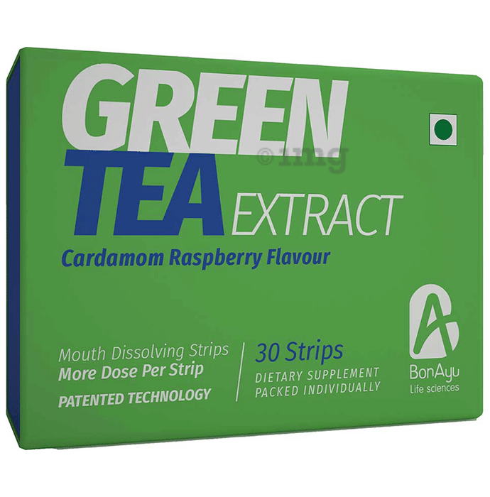 BonAyu Green Tea Extract Mouth Dissolving Strip Cardamom Raspberry