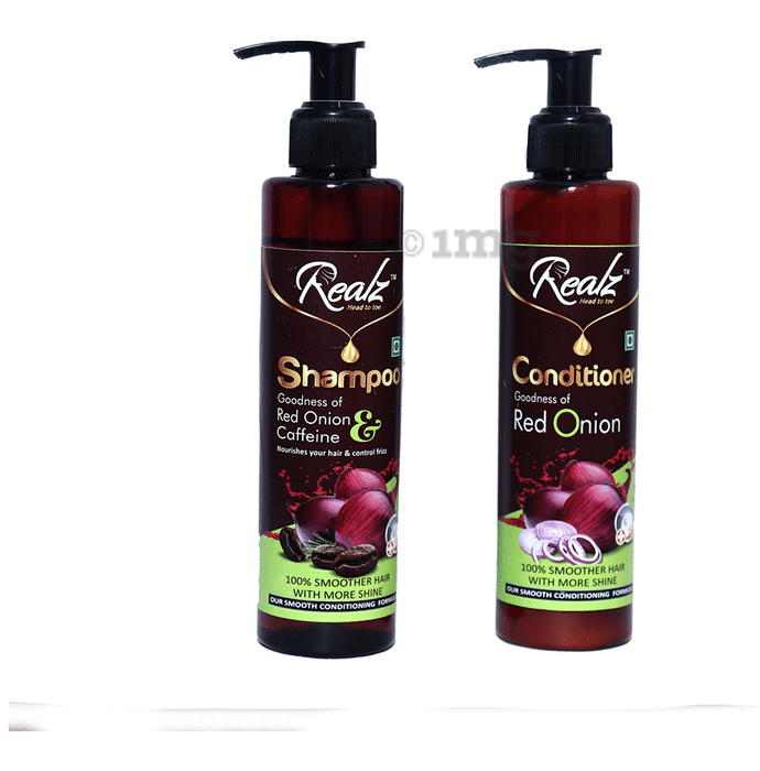 Realz Combo Pack of Conditioner Goodness of Red Onion & Shampoo Goodness of Red Onion & Caffeine (200ml Each)