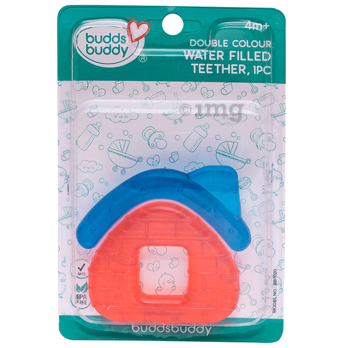 Buddsbuddy Double Color BPA free Water Filled 4m+ Teether Blue-Orange