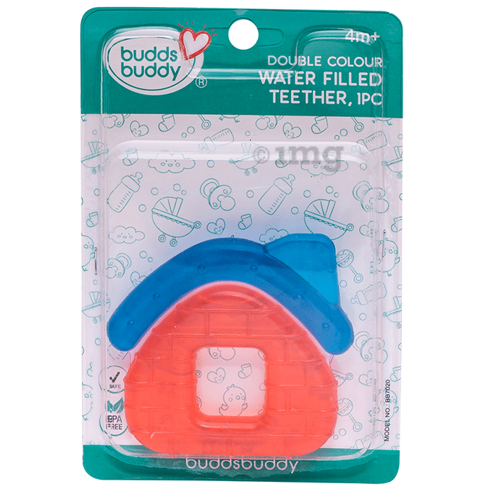 Buddsbuddy Double Color BPA free Water Filled 4m+ Teether Blue-Orange