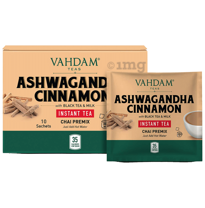 Vahdam Teas Instant Tea Chai Premix Sachet (8gm Each) Ashwagandha Cinnamon