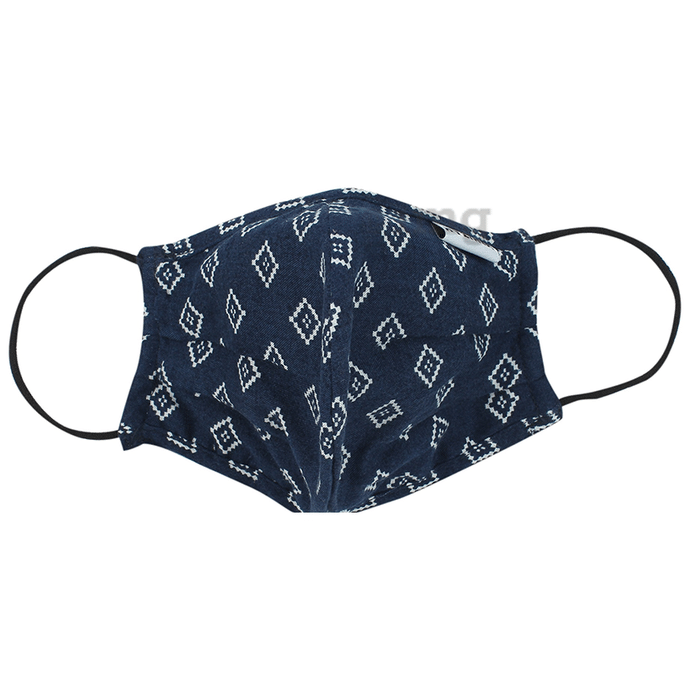 Hyzinik Anti-Viral Reusable Comfortable Face Mask Navy Blue Printed with Pouch