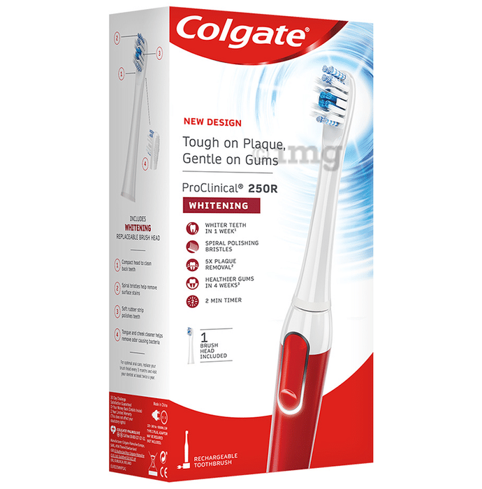 Colgate Proclinical 250R Rechargeable Sonic Electric Toothbrush with Replaceable Brush Head Included Whitening