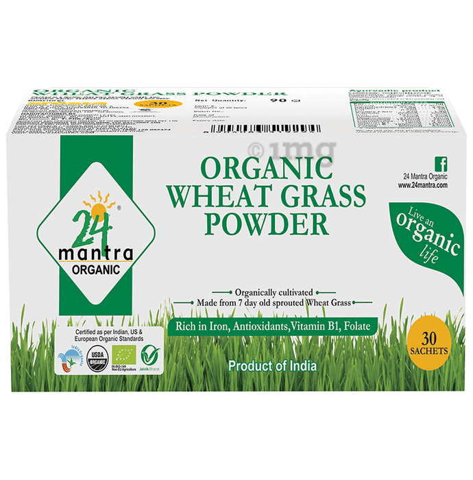 24 Mantra Organic Wheat Grass Powder Sachet (3gm Each)