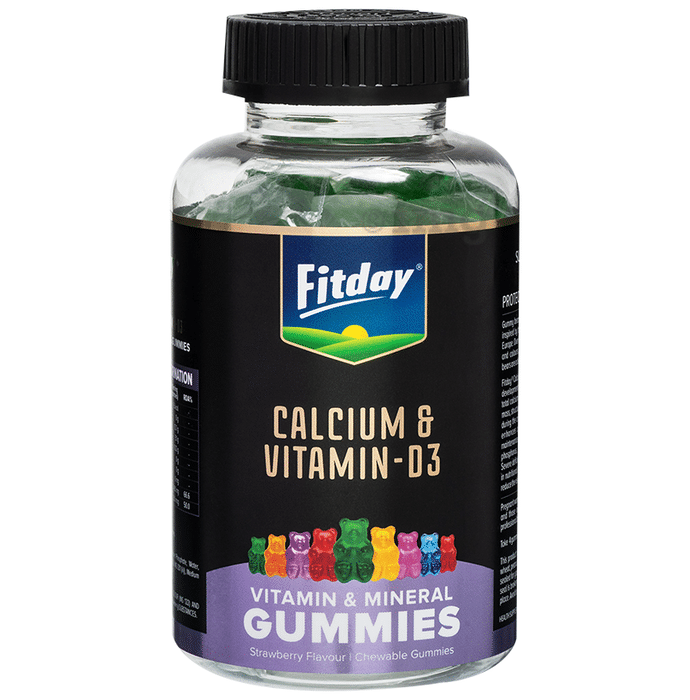 Fitday Calcium & Vitamin-D3 Vitamin & Mineral Gummies Strawberry
