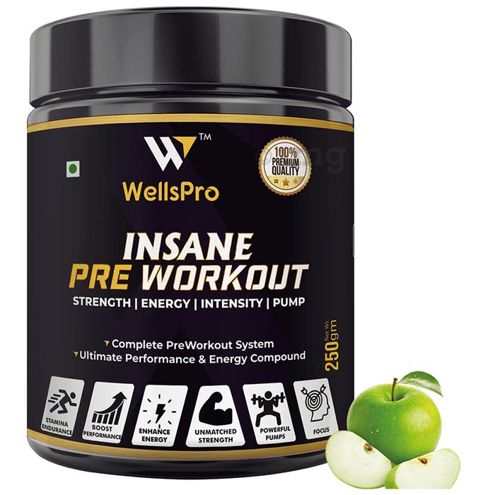 WellsPro Insane Pre Workout (250gm Each) Green Apple