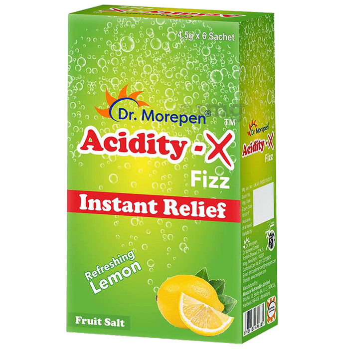 Dr. Morepen Acidity-X Fizz Instant Relief Sachet (4.5gm Each) Refreshing Lemon