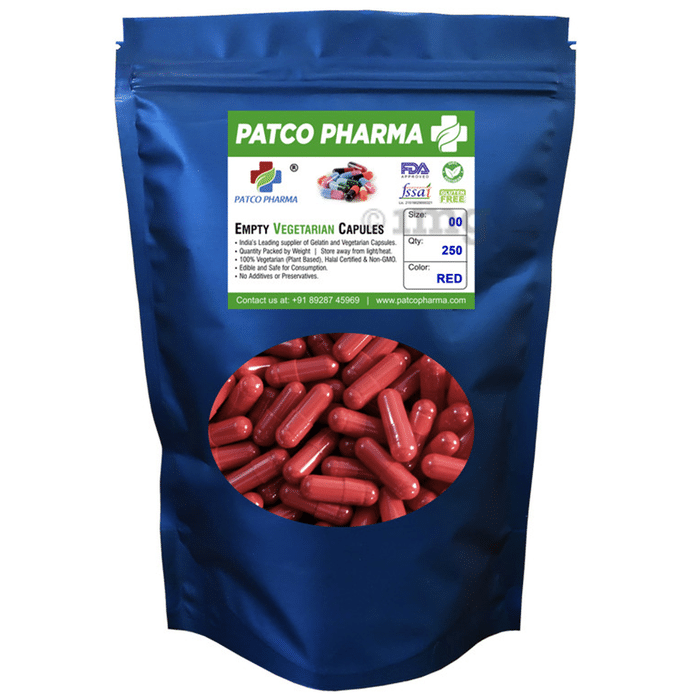 Patco Pharma Empty Vegetarian Capsule Size 0 Red