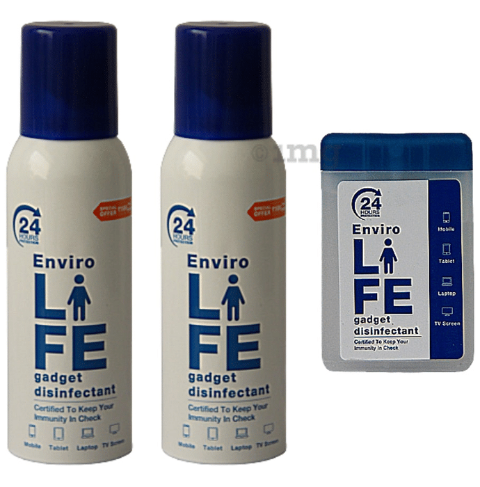 Envirolife Gadget Disinfectant Alcohol Based Sanitizer Spray 2 Desk Pack (100ml Each) & 1 Pocket Pack