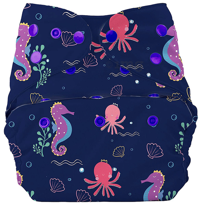 Bumberry Adjustable Reusable Cloth Diaper Cover Without Inserts Seahorse