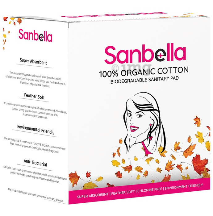 Sanbella 100% Organic Cotton Biodegradable Sanitary Pads 5 Day & 5 Night