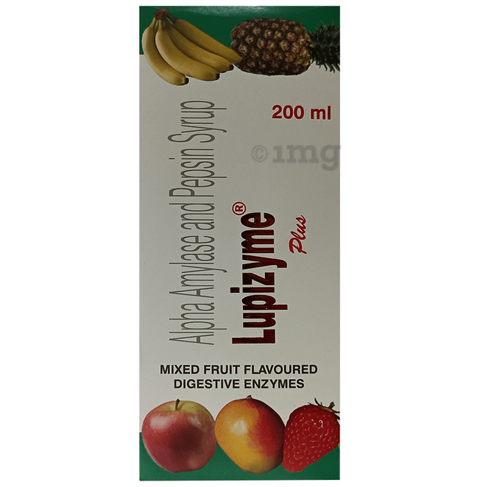 Lupizyme Plus Alpha Amylase & Pepsin Syrup | For Indigestion, Flatulence & Bloating | Flavour Mixed Fruit