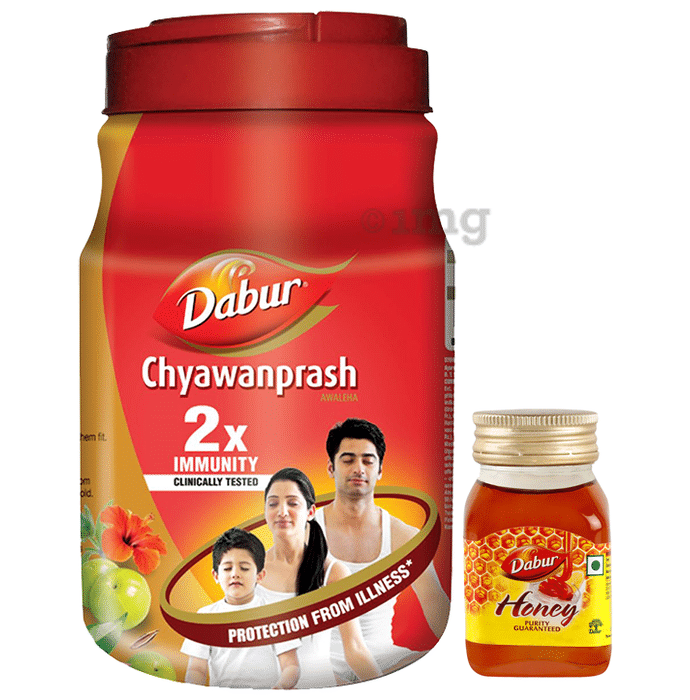 Dabur Chyawanprash | 3X Immunity Action | Builds Strength, Stamina & Overall Health with Dabur Honey 100gm Free