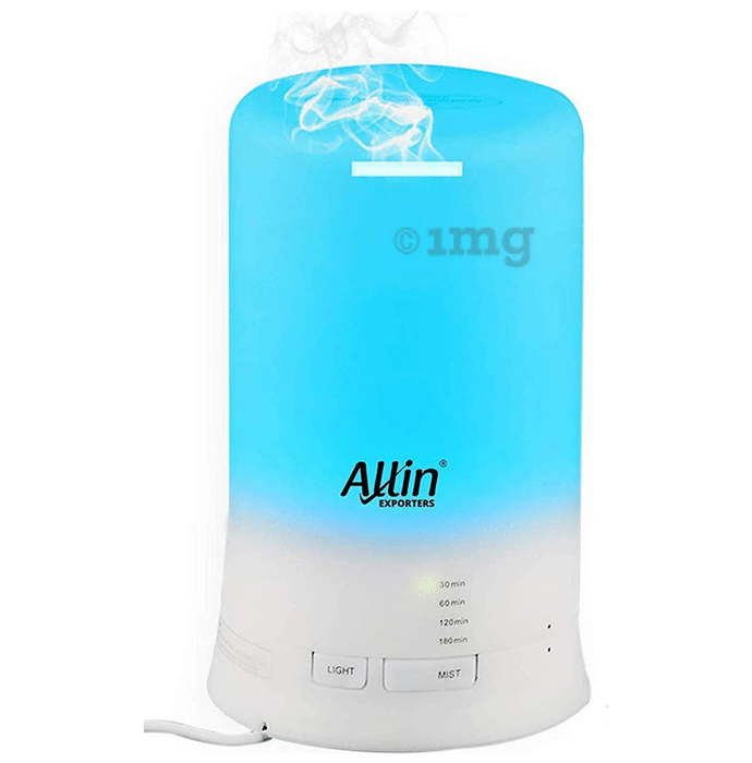Allin Exporters DT 2109 Ultrasonic Humidifier & Aroma Diffuser (100ml Tank) with 3 Bottle of Essential Oil Free-15ml Each