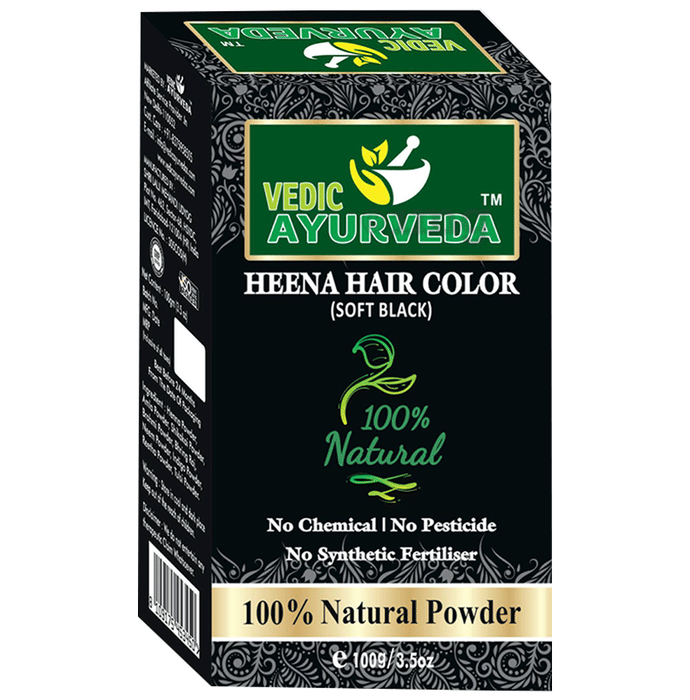 Vedic Ayurveda Heena Hair Color Powder Soft Black Buy box of 100 gm