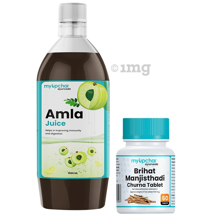 Myupchar Ayurveda Anti Acne Kit of Brihat Manjisthadi Churna Tablet (60) & Amla Juice (1000ml)