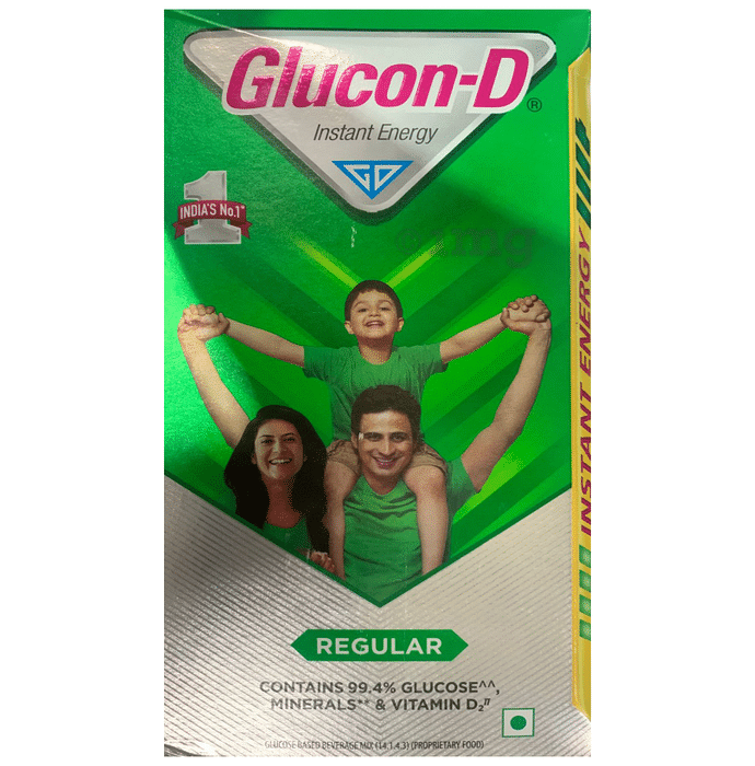 Glucon-D Instant Energy | Health Drink with Glucose, Calcium, Vitamin C & Sucrose | Flavour Regular