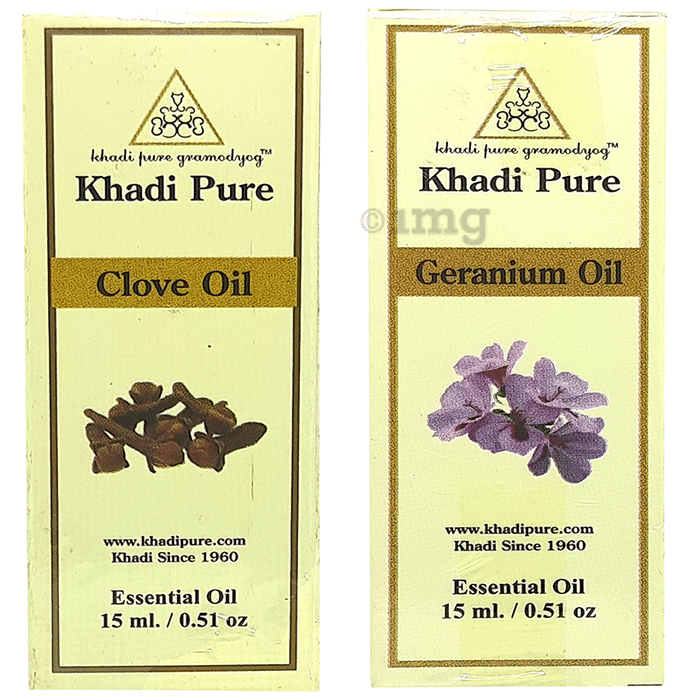 Khadi Pure Combo Pack of Clove Oil & Geranium Oil (15ml Each)