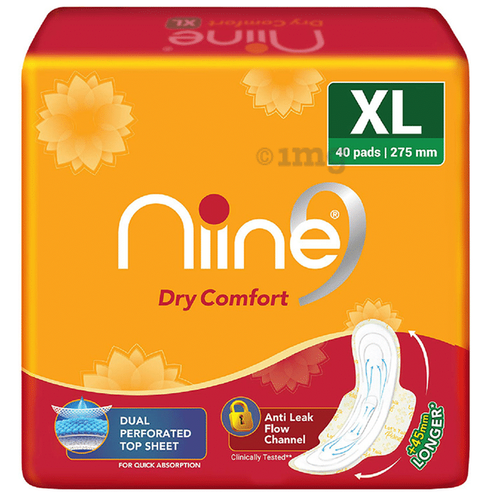 Niine Dry Comfort Dual Perforated Top Sheet Sanitary Pads (40 Each) XL