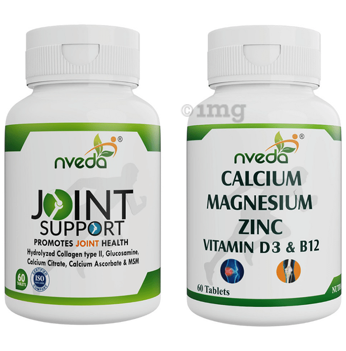 Nveda  Combo Pack of Joint Support & Calcium , Magnesium, Zinc, Vit D & B12 (Each 60 Tablet)