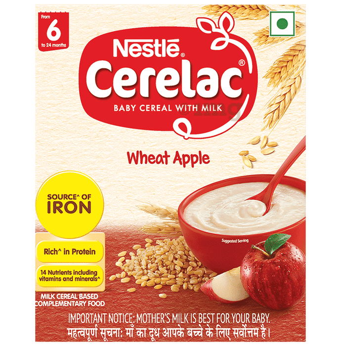 Nestle Cerelac Baby Cereal with Milk & Iron (from 6 to 24 Months) | Wheat Apple