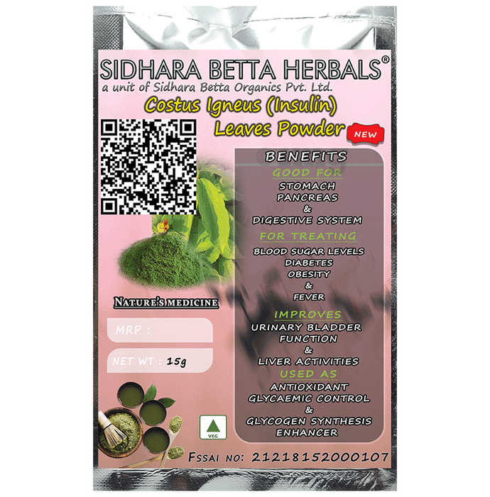 Sidhara Betta Herbals Costus Igneus (Insulin) Leaves Powder